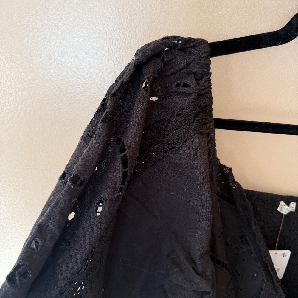 Free People Regina Black Blouse intimately bodysuit corset Victorian NWT L - Picture 8 of 8